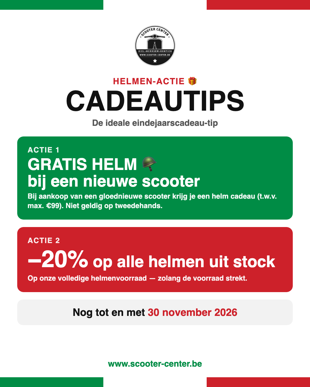 Eindejaarscadeautips — 2 helmen-acties bij Scooter Center